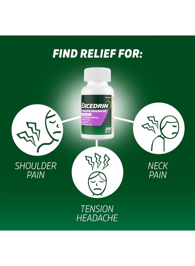 Excedrin Tension Headache Relief Caplets Without Aspirin for Head, Neck and Shoulder Pain Relief - 100 Count - Image 3